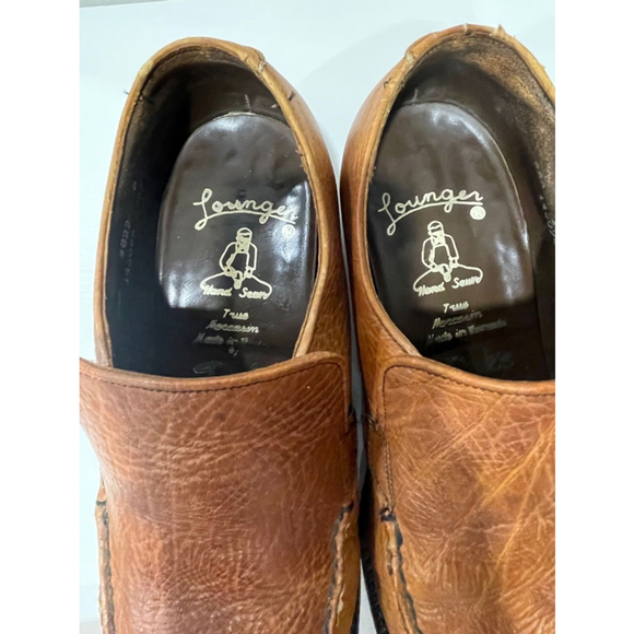 Dack’s Vintage Brown Leather Slip-On Loafers Hand Sewn 6H (fit like 7 wide) - Picture 7 of 16